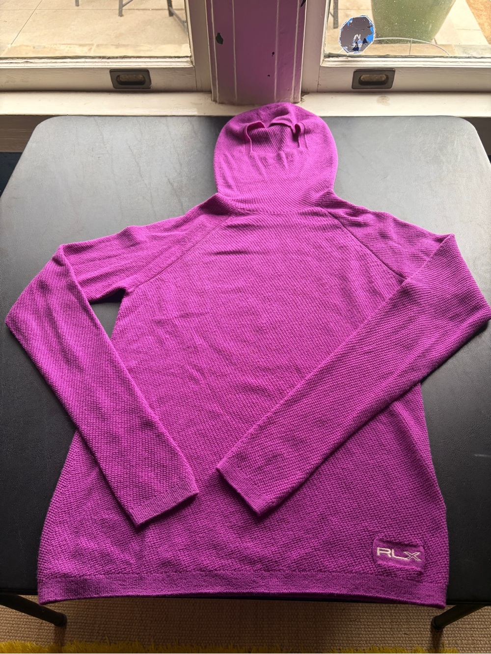RLX Ralph Lauren Bright Magenta Hooded Thermal Knit Sweater